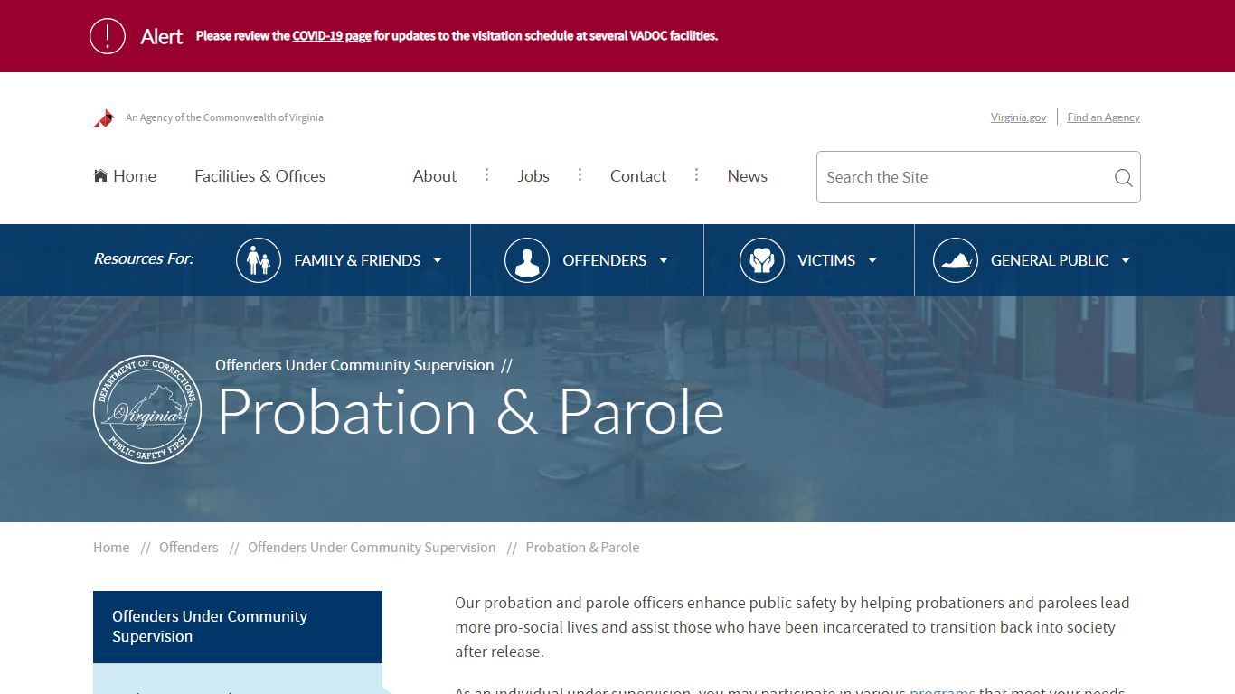 Probation & Parole — Virginia Department of Corrections